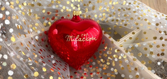 Skleněná ozdoba - Velké červené srdce 10 cm