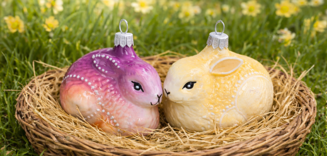 Skleněné ozdoby - kolekce Zajíčci