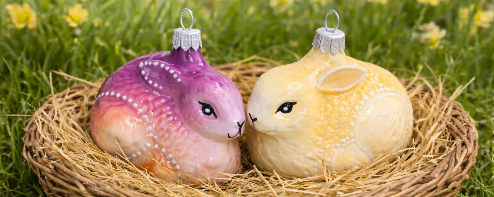 Skleněné ozdoby - kolekce Zajíčci