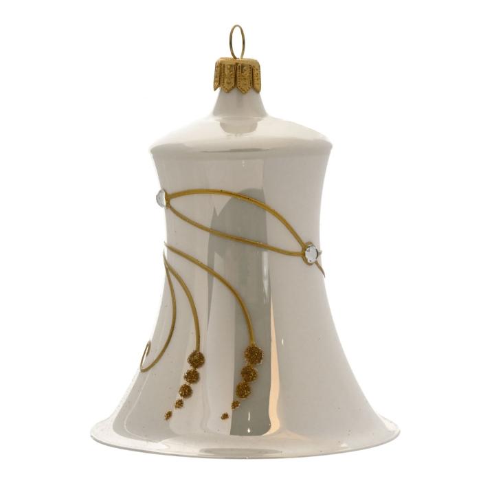Zvonek bílý porcelán s plody hojnosti, 1 ks