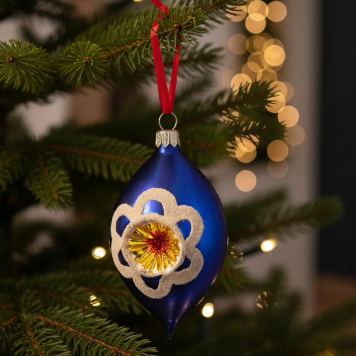 Skleněné vánoční ozdoby Domovina - Olivy s vlajkou a květy, 6 ks