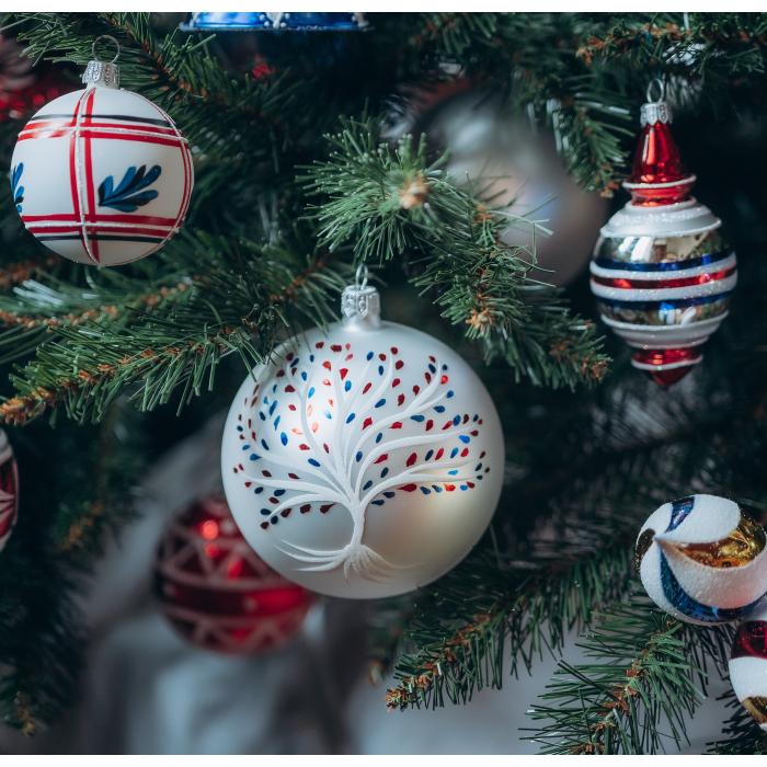 Skleněné vánoční ozdoby Domovina - Zvonek a strom života, 2 ks