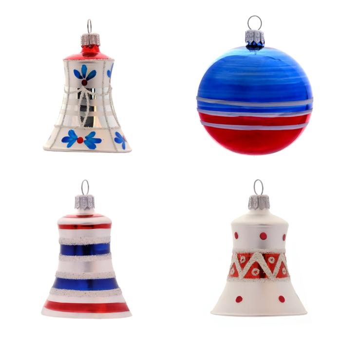 Skleněné vánoční ozdoby Domovina - Zvonky, 4 ks