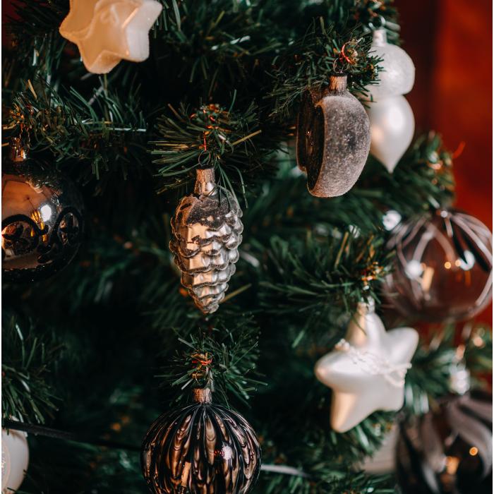 Skleněné vánoční ozdoby basic Bianco - Bianco kanafasy matné, 4 ks