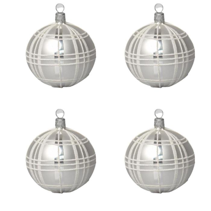 Skleněné vánoční ozdoby basic Bianco - Bianco kanafasy matné, 4 ks