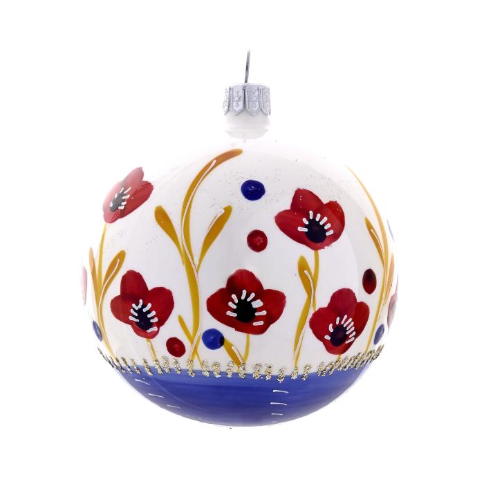 Skleněné vánoční ozdoby Domovina - Máky na modrém poli