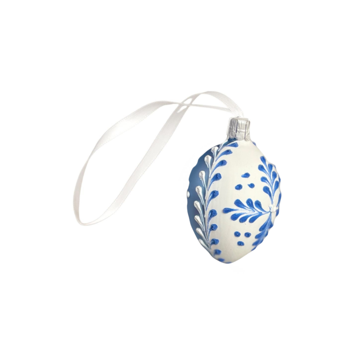 Skleněná ozdoba velikonoční vajíčka Dvě v jednom modrá, 1 ks