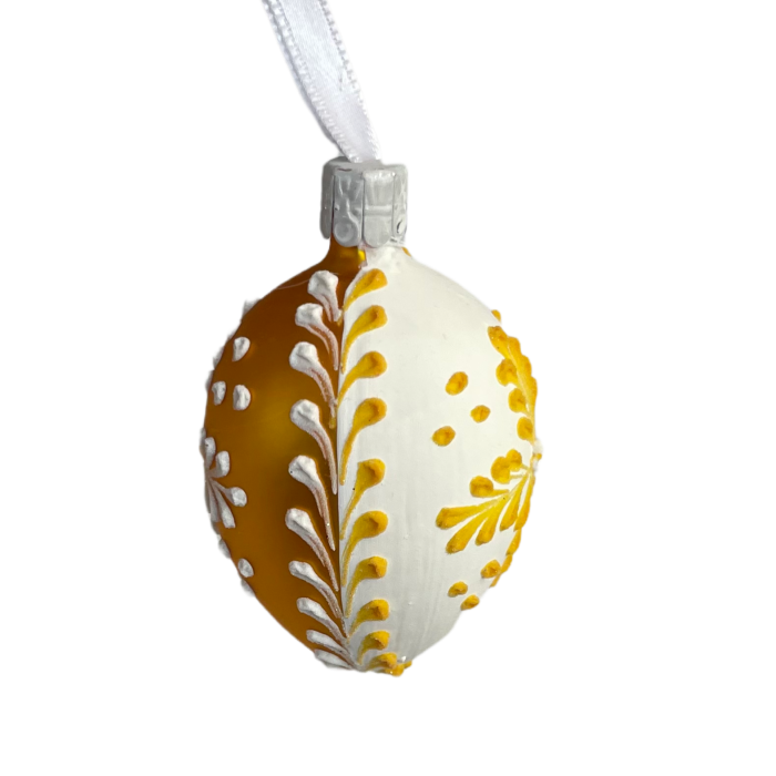 Skleněná ozdoba velikonoční vajíčka Dvě v jednom oranžová, 1 ks