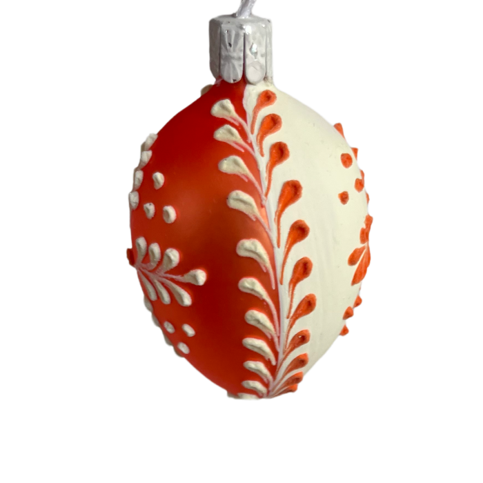 Skleněná ozdoba velikonoční vajíčka Dvě v jednom oranžová, 1 ks