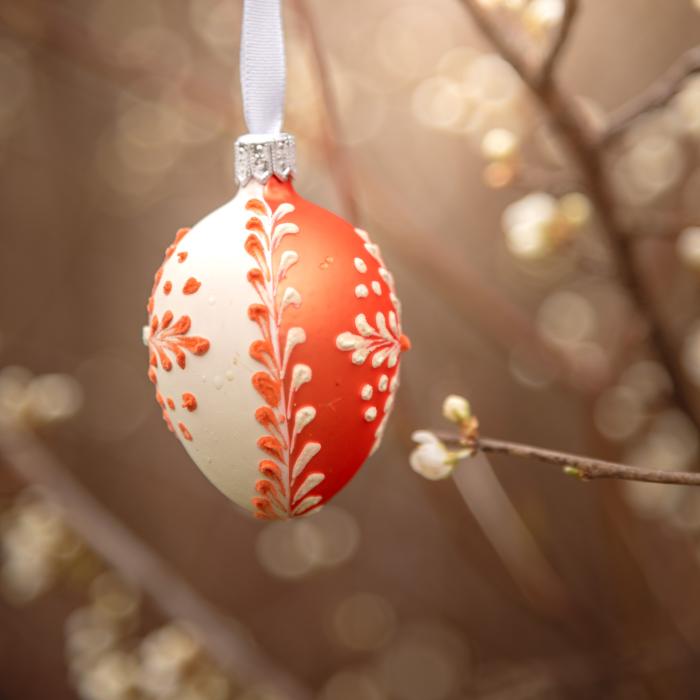 Skleněná ozdoba velikonoční vajíčka Dvě v jednom žlutá , 1 ks