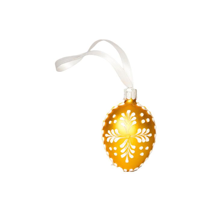 Skleněná ozdoba velikonoční vajíčka Dvě v jednom žlutá , 1 ks