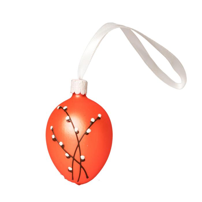 Skleněná ozdoba Velikonoční vajíčka kočičky oranžová, 1 ks