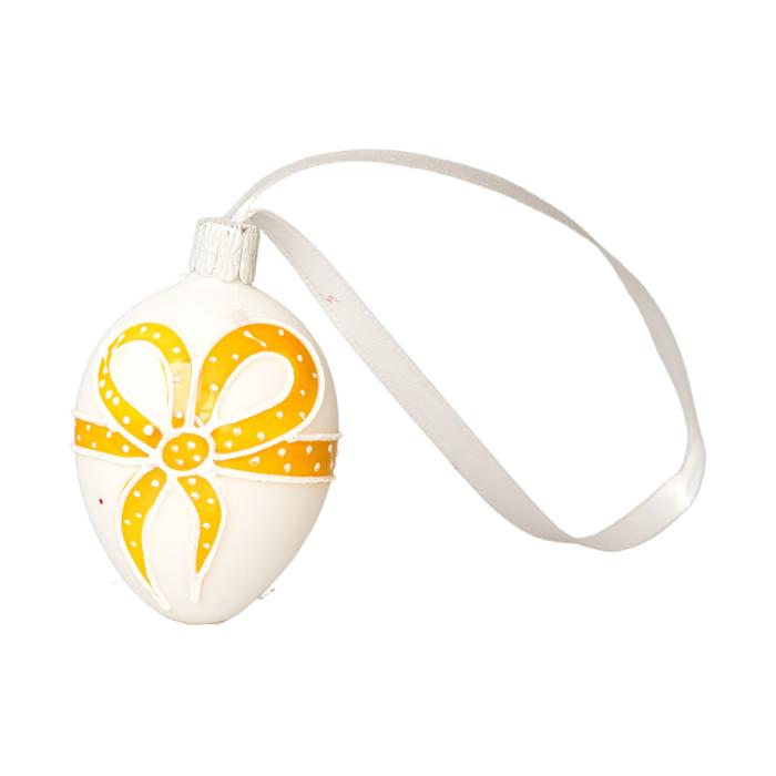 Ozdoba Velikonoční vajíčka mašlička citrónově žlutá, 1 ks