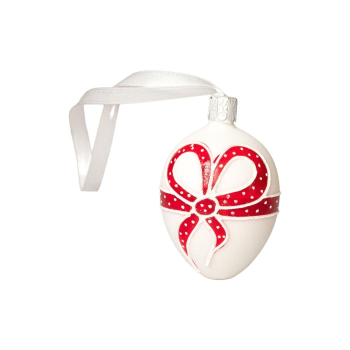 Ozdoba Velikonoční vajíčka mašlička rubínová, 1 ks
