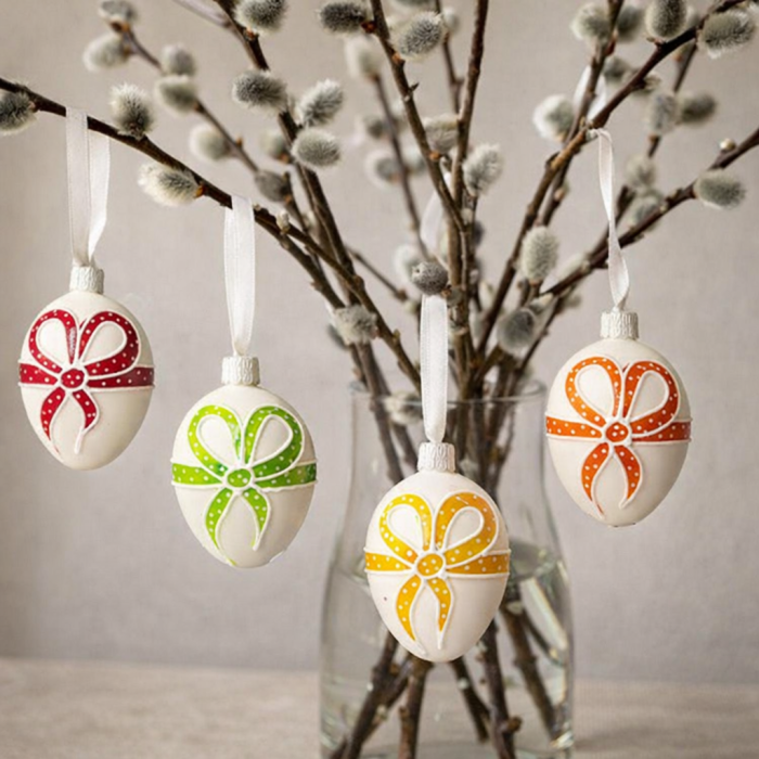 Ozdoba Velikonoční vajíčka mašlička modrá, 1 ks