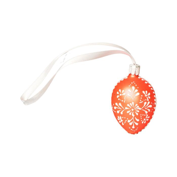 Skleněná ozdoba Velikonoční vajíčka folklórní klasika 1 oranžové, 1 ks