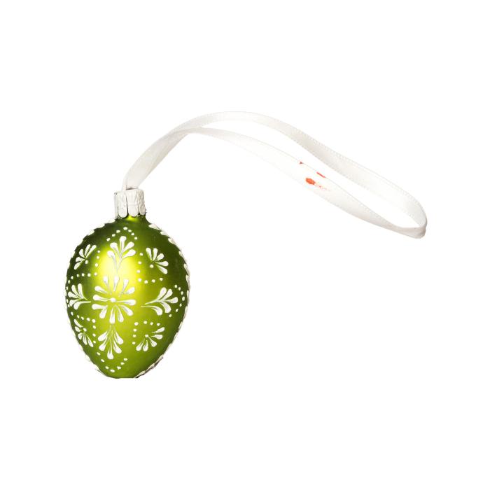 Skleněná ozdoba Velikonoční vajíčka folklórní klasika 1 světle zelená, 1ks