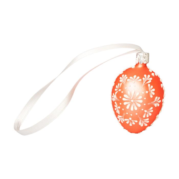 Skleněná ozdoba Velikonoční vajíčka folklórní klasika 2 oranžová, 1 ks