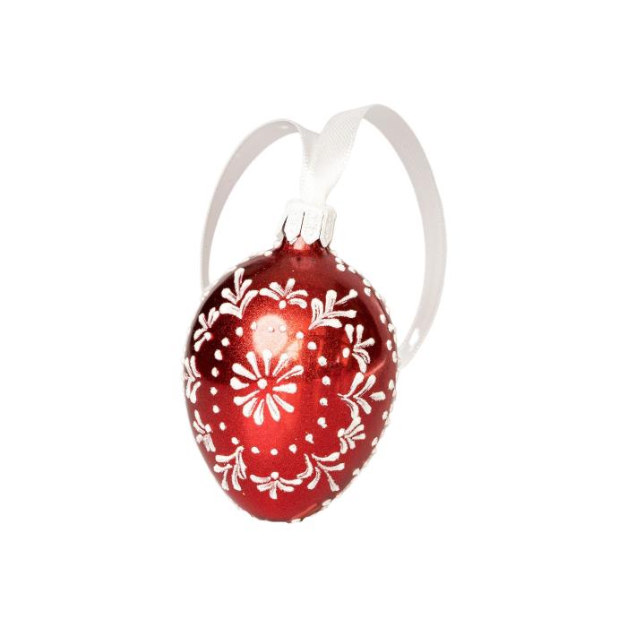 Skleněná ozdoba Velikonoční vajíčka folklórní klasika 2 cihlová, 1 ks