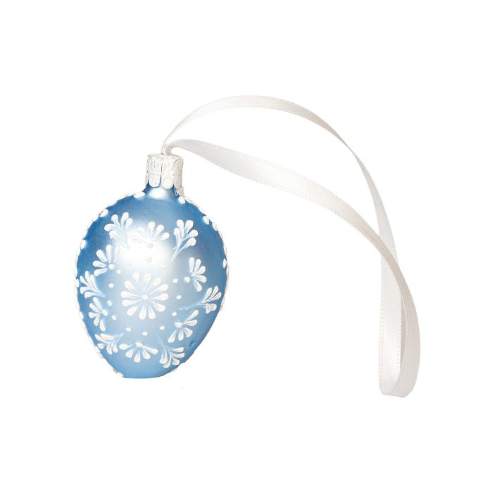 Skleněná ozdoba Velikonoční vajíčka folklórní klasika 2 modrá, 1 ks