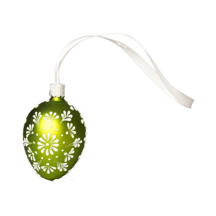 Skleněná ozdoba Velikonoční vajíčka folklórní klasika 2 světle zelená, 1 ks