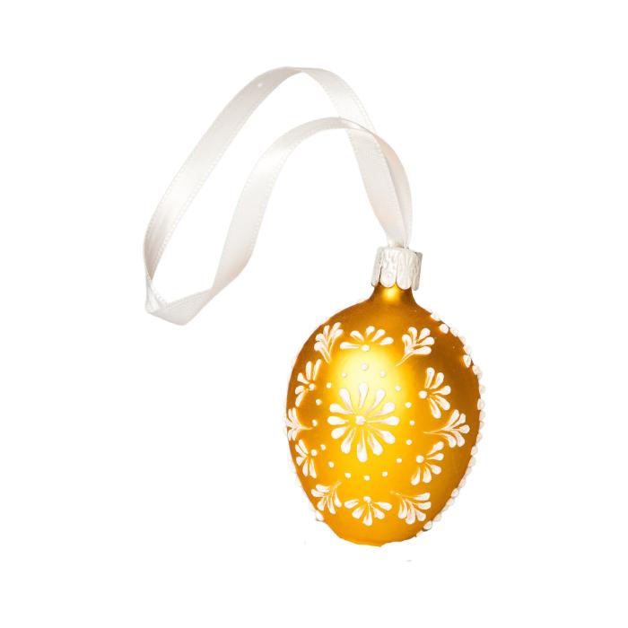 Skleněná ozdoba Velikonoční vajíčka folklórní klasika 2 žlutá, 1 ks