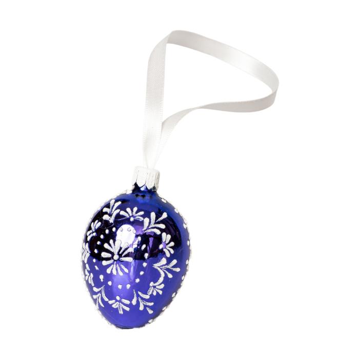 Skleněná ozdoba Velikonoční vajíčka folklórní klasika 2 fialová, 1 ks