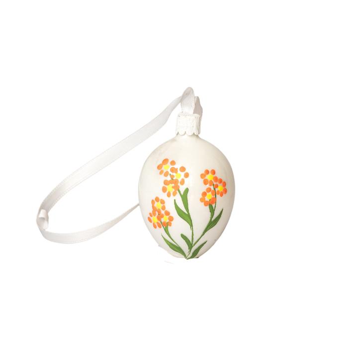 Ozdoba Velikonoční vajíčka jarní kytička oranžová, 1 ks
