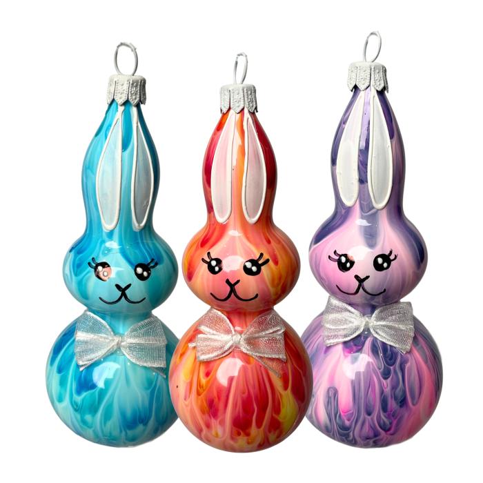 Skleněné ozdoby - Jarní komplet Zajíčci vysocí, 3 ks