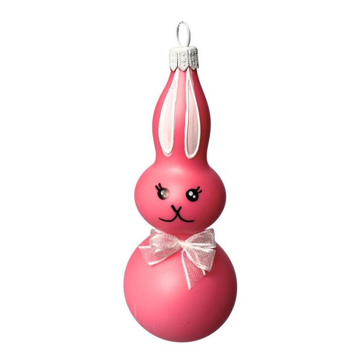 Skleněné ozdoby - Jarní komplet Zajíčci s duhovými vajíčky, 4 ks