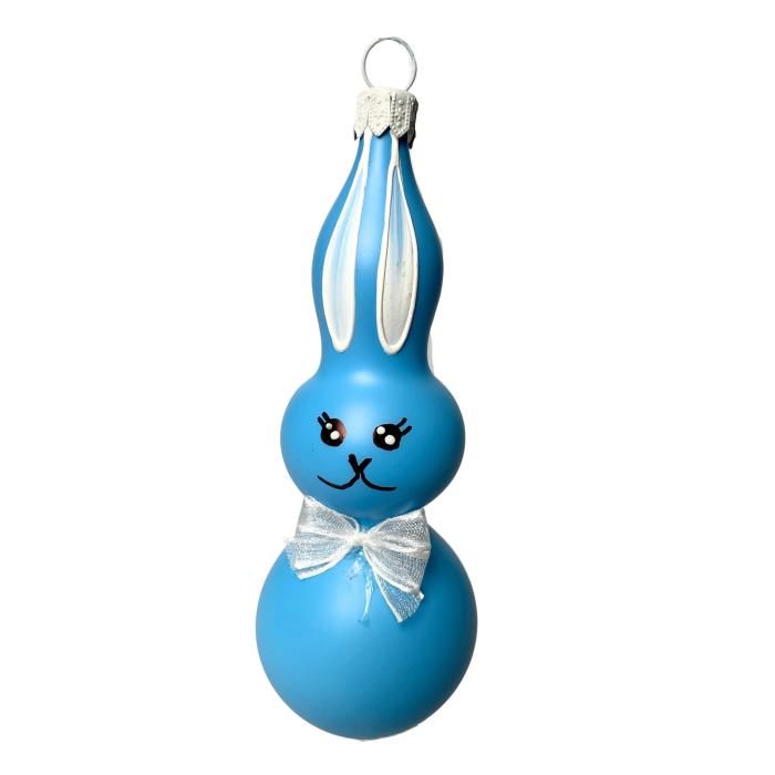 Skleněné ozdoby - Jarní komplet Zajíčci s duhovými vajíčky, 4 ks