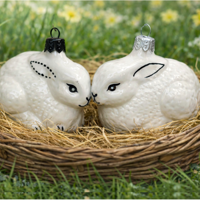 Skleněná ozdoba zajíček Bobek, 1 ks