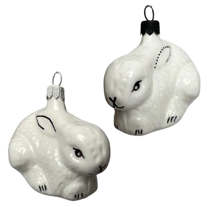 Skleněná ozdoba zajíček Bob a Bobek, 2 ks