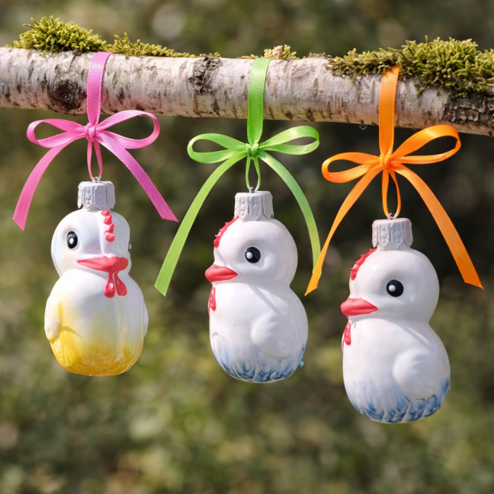 Skleněná ozdoba kuřátko žluté, 1 ks