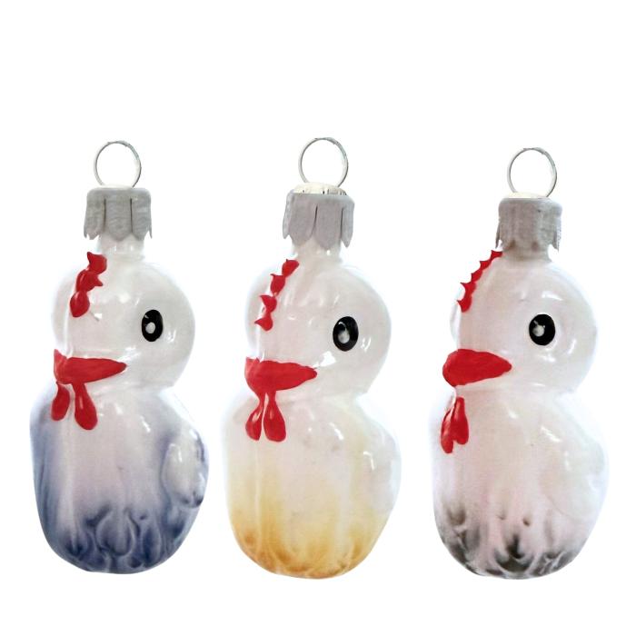 Skleněné ozdoby - Jarní komplet Kuřátka, 3 ks