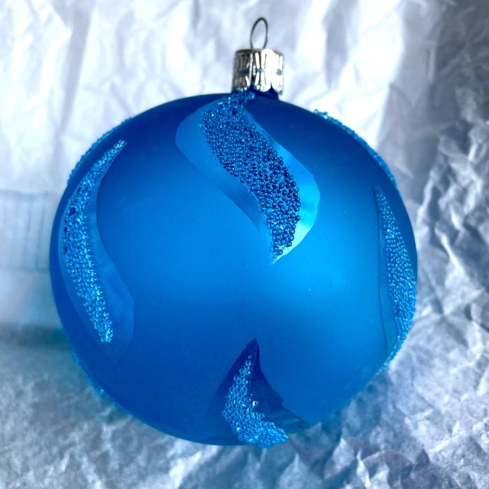 Baňka modrá čirá s esy, 1 ks