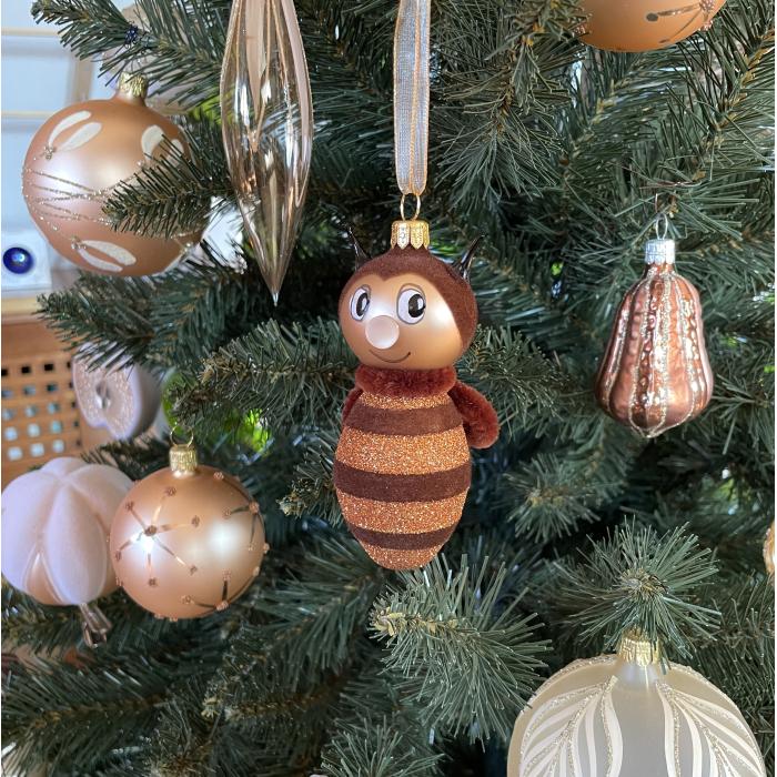 Skleněná foukaná ozdoba Včelka, 1 ks