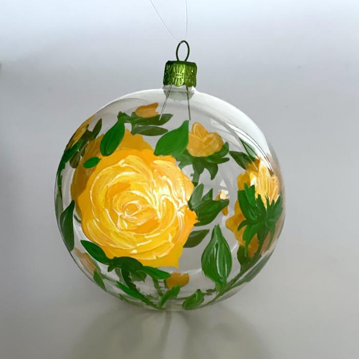 Skleněná foukaná ozdoba růže, 1 ks