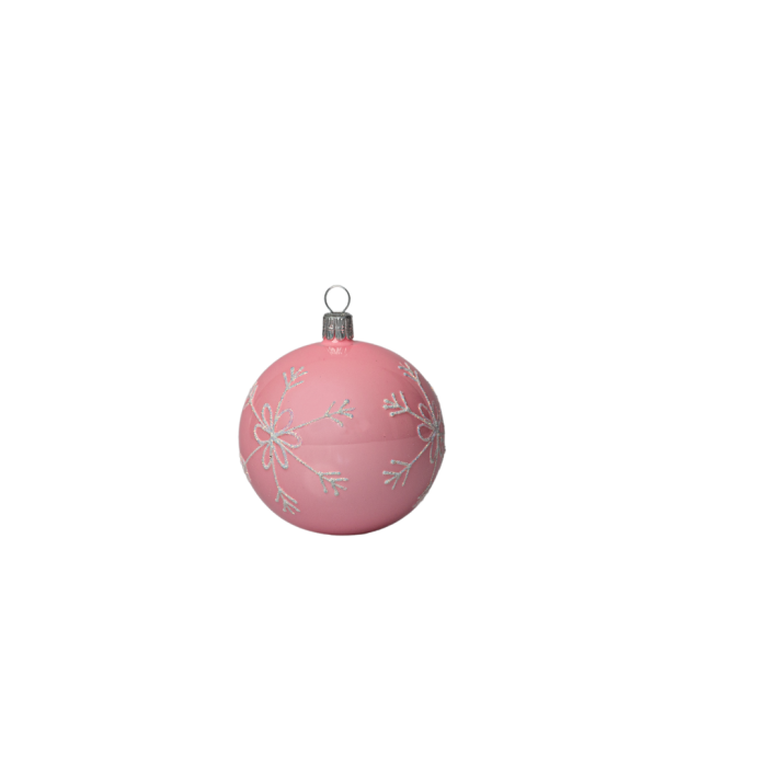 Skleněné vánoční ozdoby basic Pinky - Pinky vločky, 4 ks