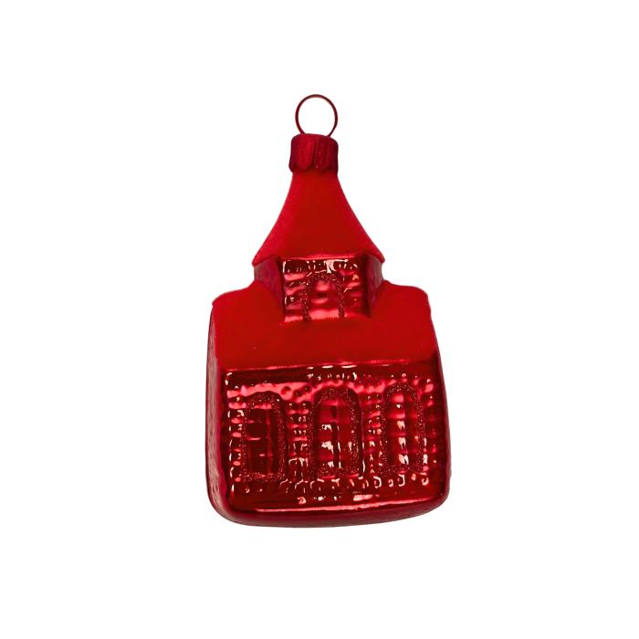 Skleněné vánoční ozdoby basic Red - Red kostelíky, 12 ks