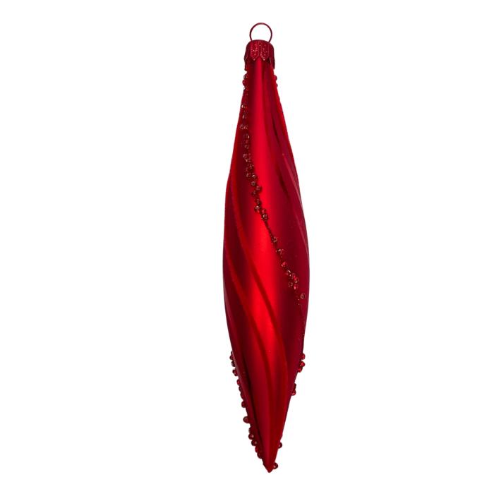 Skleněné vánoční ozdoby basic Red - Red rakety, 8 ks