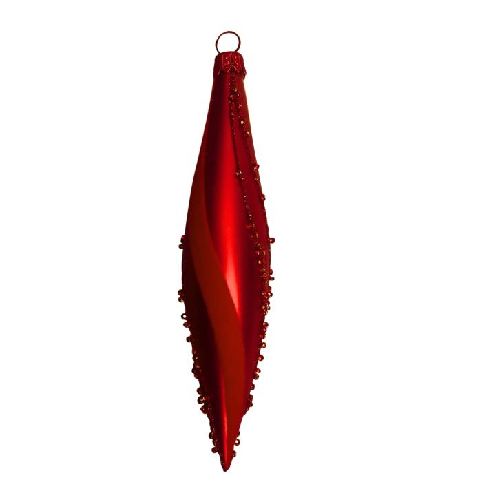 Skleněné vánoční ozdoby basic Red - Red rakety, 8 ks