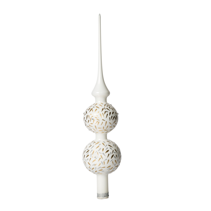 Skleněné vánoční ozdoby Slzičky na bílém porcelánu, 1ks