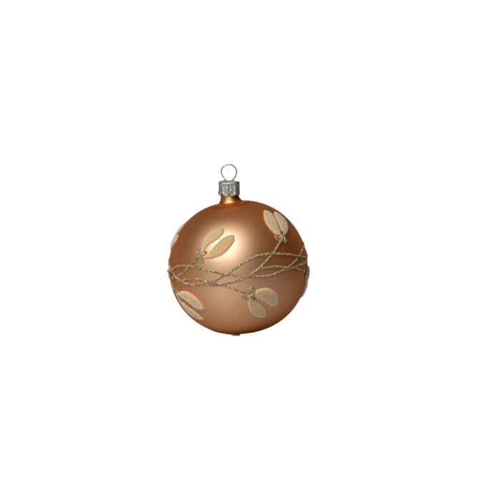 Skleněné vánoční ozdoby basic Caramel - Caramel jmelí a větvičky, 6 ks