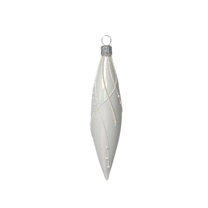 Skleněné vánoční ozdoby basic Bianco - Bianco rakety, 6 ks