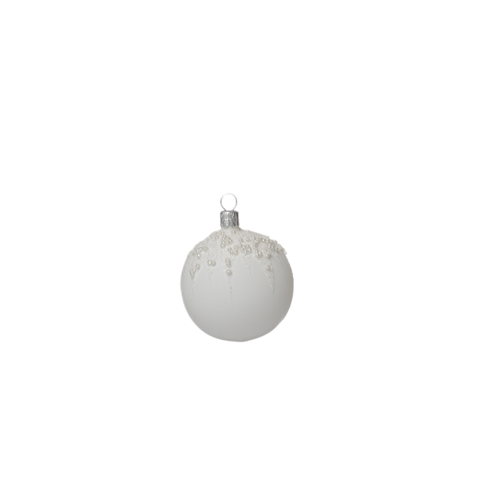 Skleněné vánoční ozdoby basic Bianco - Bianco mráz, 12 ks