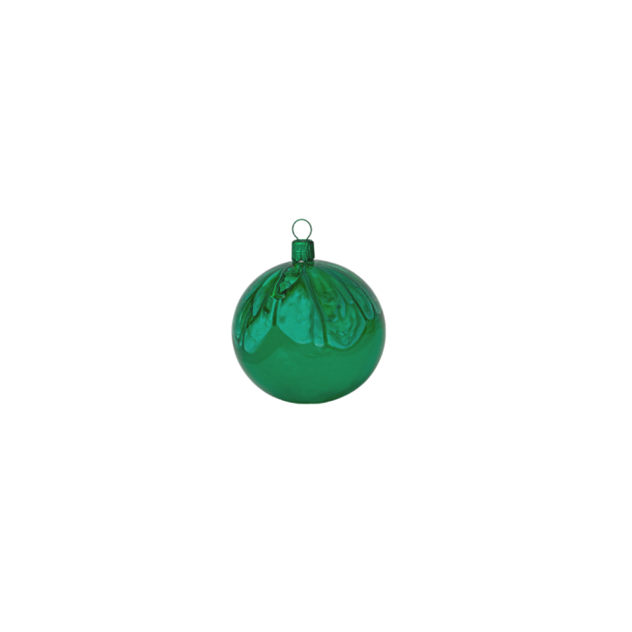 Skleněné vánoční ozdoby basic Green - Green řasená kahuri, 4 ks