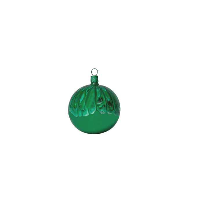 Skleněné vánoční ozdoby basic Green - Green řasená kahuri, 4 ks