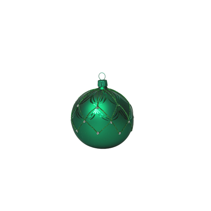 Skleněné vánoční ozdoby basic Green - Green květy, 6 ks