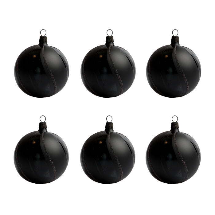 Skleněné vánoční ozdoby basic Nero - Nero elegance, 6 ks